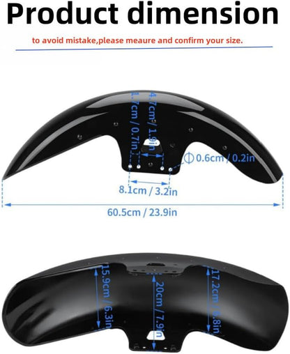 ya 23 10.7 baidi 19'' Vivid Black Front Fender for Harley Touring Street Glide Road King 2014-'23a