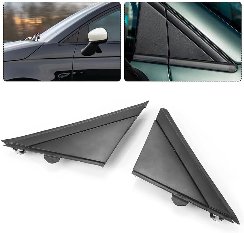 ya 11 9.14 baidiLH+RH Side Rear View Mirror Triangle Plate Trim Matte Black for 2012-19 for Fiat 500