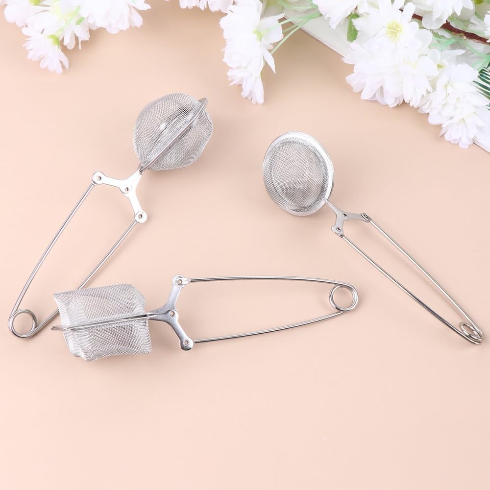 ya 14 9.20 baidi 3pcs Stainless Steel Square Net Heart Shape Net Ball Net Mesh Tea Filter Long-1