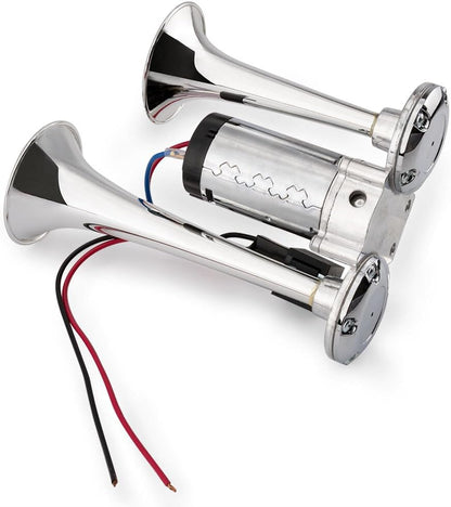 ya 11 9.14 zhengce NEW Dual Trumpet 600DB 12V Car Air Horn Dual Tone Boat Lorry Truck Train Sp