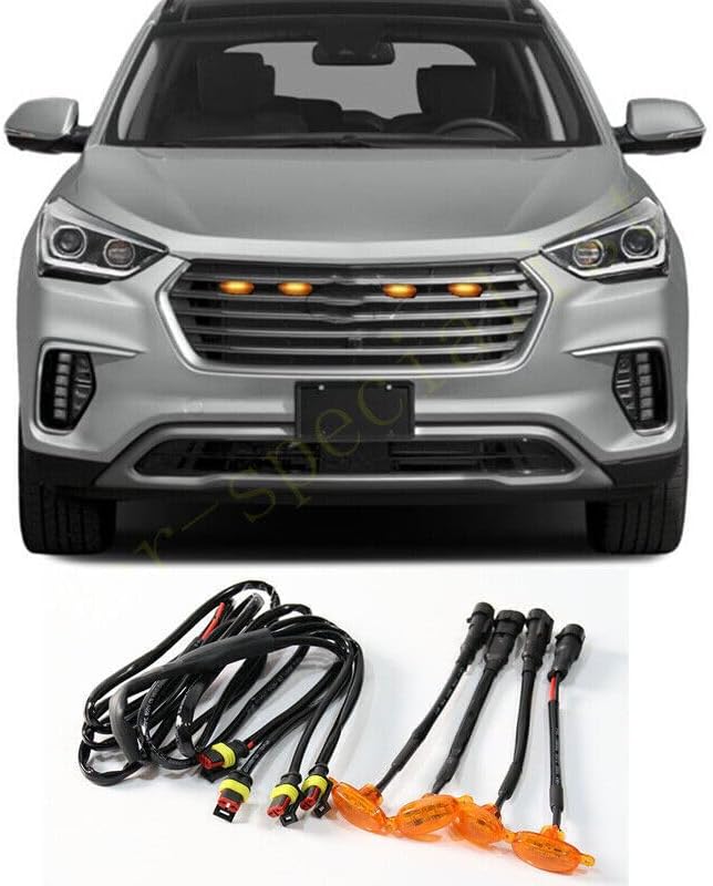 ya 14 9.20 zhengce for Hyundai Santa Fe 2013-18 Front Grille LED Light Raptor Style Grill Trim-1