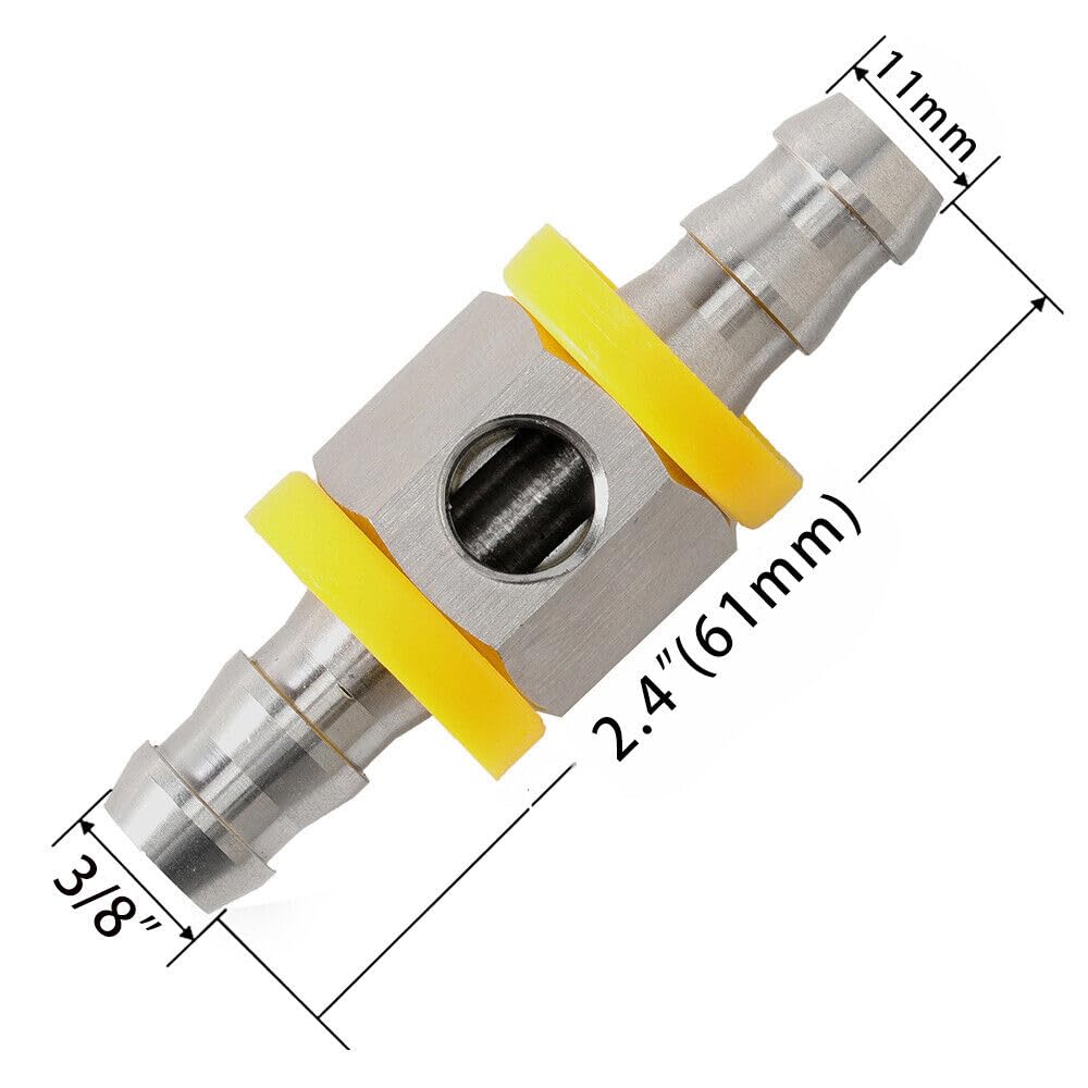 ya 2 8.15 3/8'' Fuel Line Fuel Pressure Gauge Sensor T-Fitting Adapter Stainless Steel