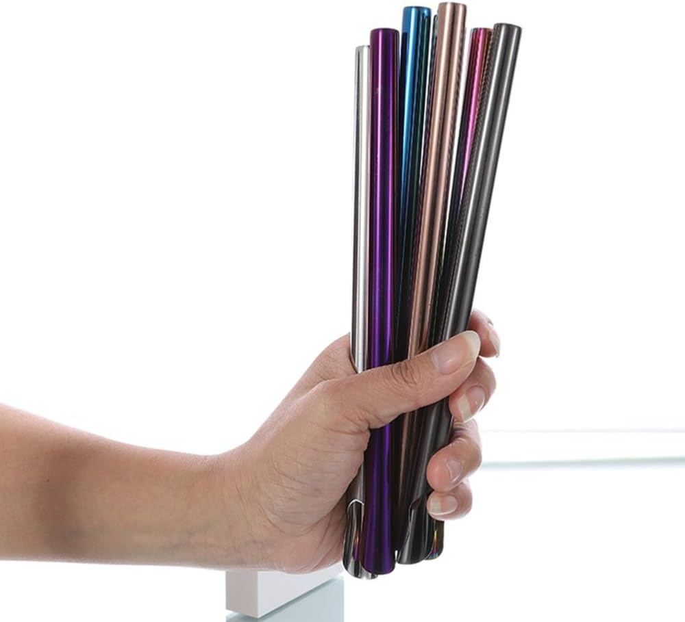 ya 14 9.20 baidi 4 Pcs Stainless Steel Straw Metal Smoothie Straws Re ble Stirrer-2