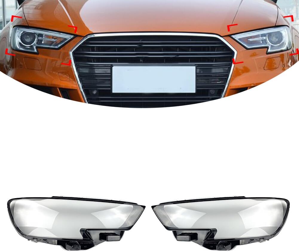 ya 10 9.16 zhengce Pair Auto Shell Clear Lampshade Headlight Lens Cover Fit for Audi A3 2017-2