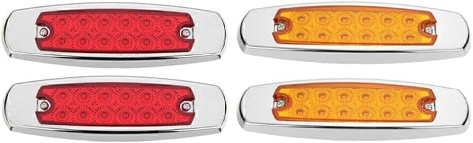 ya 3 8.24 baidi 12 LED Sealed Side Marker Clearance Light Lamp Fish Shape Trailer 2 Red 2 Amber