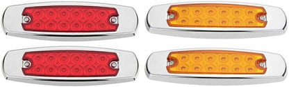 ya 3 8.24 baidi 12 LED Sealed Side Marker Clearance Light Lamp Fish Shape Trailer 2 Red 2 Amber