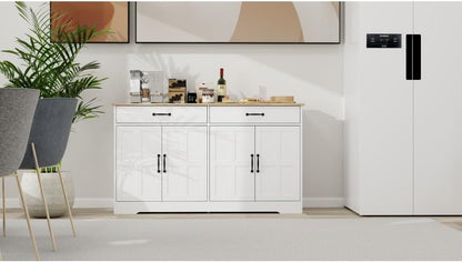 ya 28 10.13 baidi 55.91 White Buffet Cabinet - 2 Drawers, 4 Doors, Storage Sideboard for Din