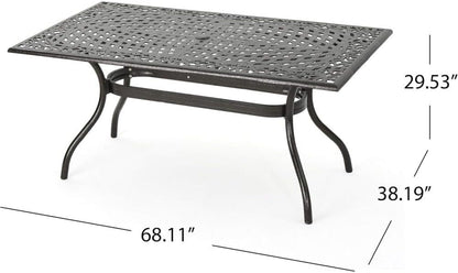 ya 28 10.13 baidi Ravenna 6 - Person Bronze Metal Patio Dining Set Rectangular Table