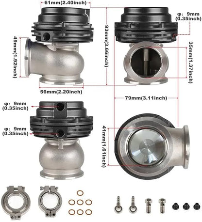 ya 4 8.24 baidi Universal 38mm External V-Band Flanged Turbo Waste Gate - 22PSI for MANifold Red