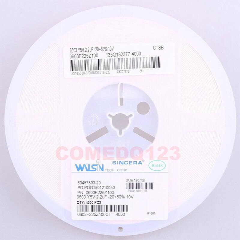 ya 16 10.20 baidi 200PCS 0603 2.2uF 10V Y5V +80%/-20% 0603F225Z100CT Ce for Ram ic Capacitor MLCC #W7*-