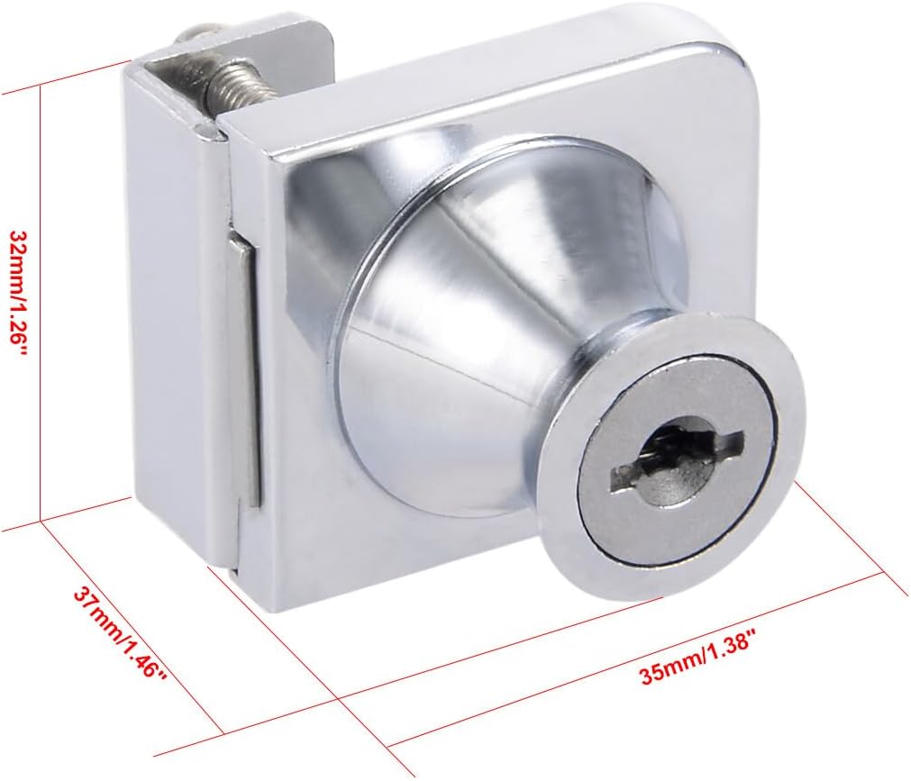 ya 26 10.21 baidi Zinc Alloy Chrome Finish Display Hinged Square Glass Cabinet Lock, Key Different