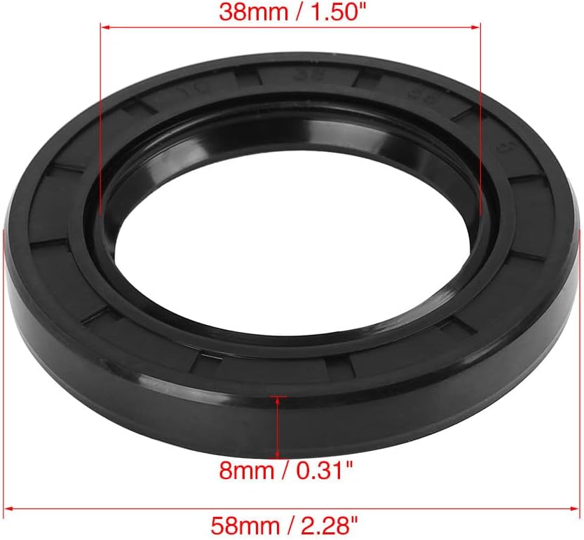 ya 4 8.8.2 38mm x 58mm x 8mm Black Rubber Cover Double Lip TC Oil Shaft Seal