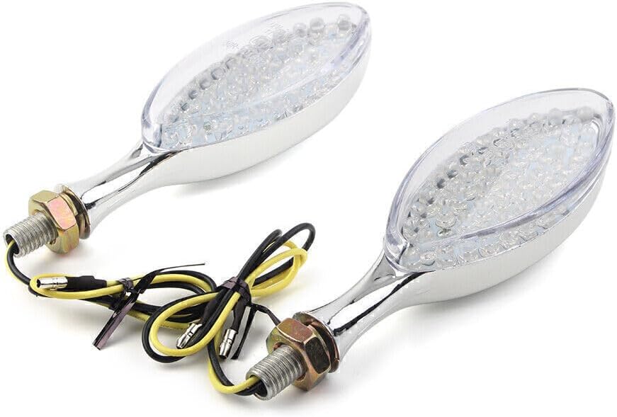 ya 4 8.10 Universal Motorcycle Chrome LED Turn Signals Indicator Light Blinker Amber Lamp