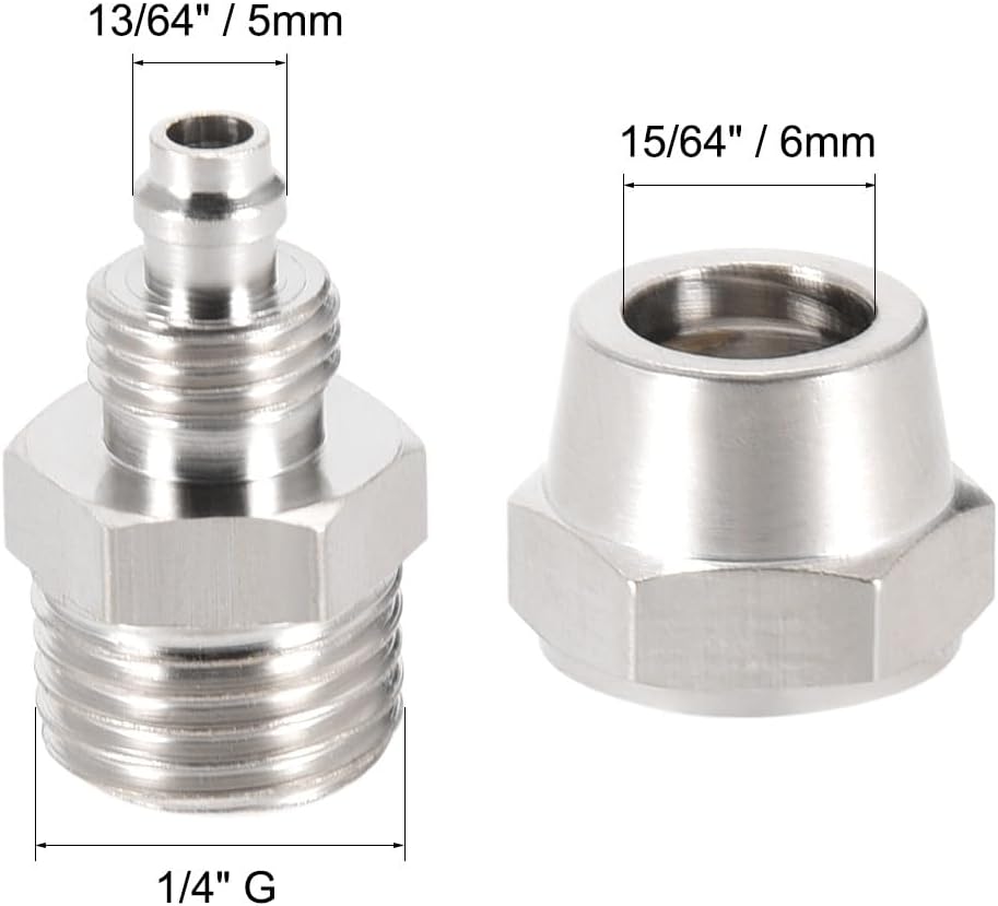 ya 14 9.20 baidi Re ble Fitting, 1/4 G Male x 13/64 Hose ID Quick Coupler Air Hose Plug 2pcs-1
