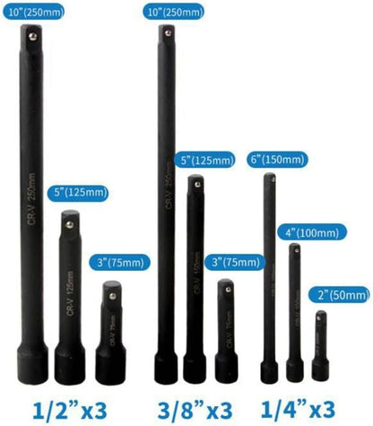 ya 14 9.20 baidi 9PCS Driver Extension Bar Set 1/4 3/8 1/2 Socket Extension with Stora Box-1