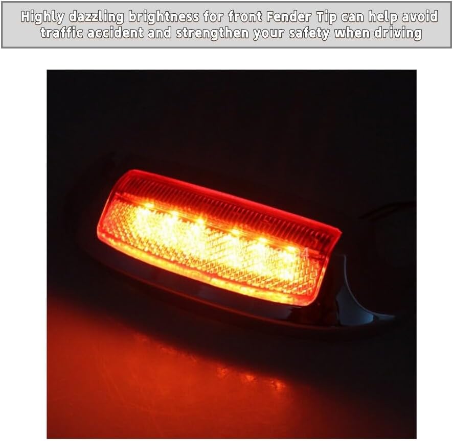 ya 23 10.7 baidi Motor Front LED Fender Tip Light Red Lens for Harley Road King FLHR 2014-2023