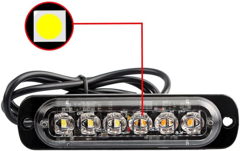 ya 13 9.15 baidi 4x Car Truck Amber White 6LED Strobe Emergency Flashing Warning Light Bar 12-24V