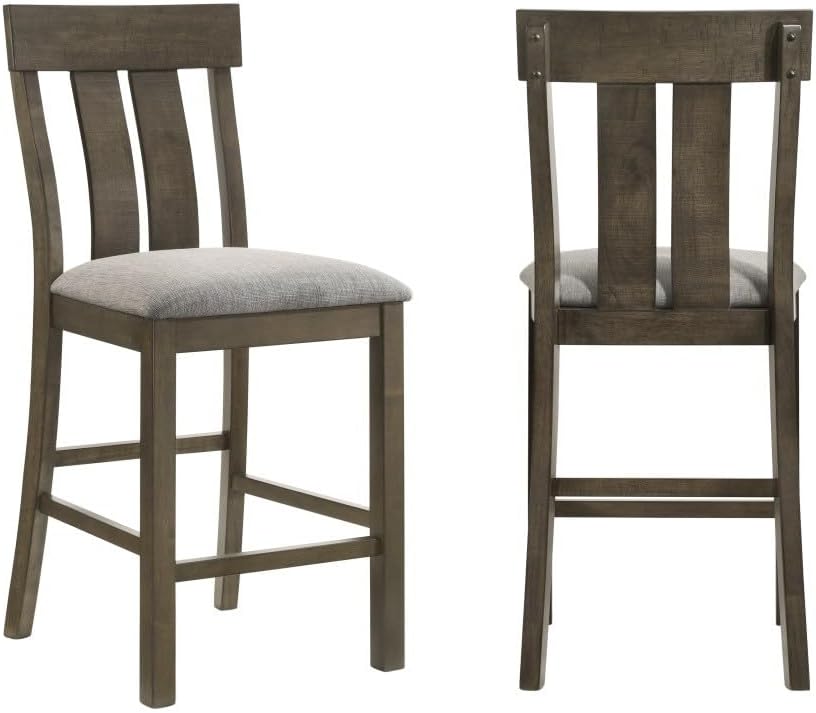 ya 28 10.13 baidi 7pc Counter Height Wood Dining Set Upholstered ,Brown For Dining Room
