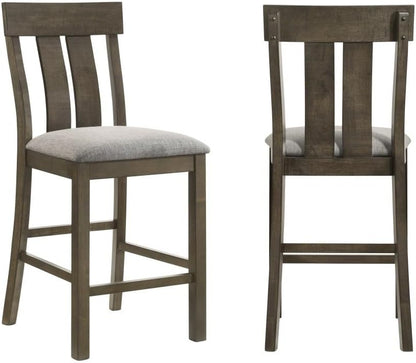 ya 28 10.13 baidi 7pc Counter Height Wood Dining Set Upholstered ,Brown For Dining Room