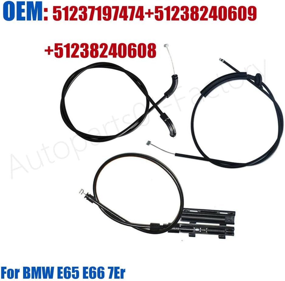 ya 10 9.16 baidi 3PCS Engine Hood Release Cable Bowden Cable for BMW E65 E66 7Er