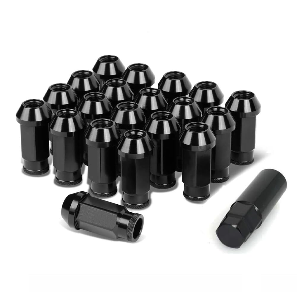 ya 10 9.16 baidi 20pcs Black Racing Extended Open End Tip Steel Wheel Lug Nuts M12x1.5+ Adapter