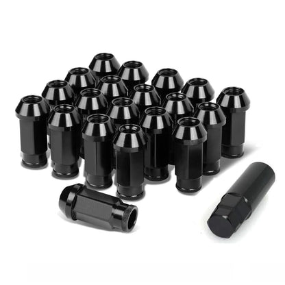 ya 10 9.16 baidi 20pcs Black Racing Extended Open End Tip Steel Wheel Lug Nuts M12x1.5+ Adapter
