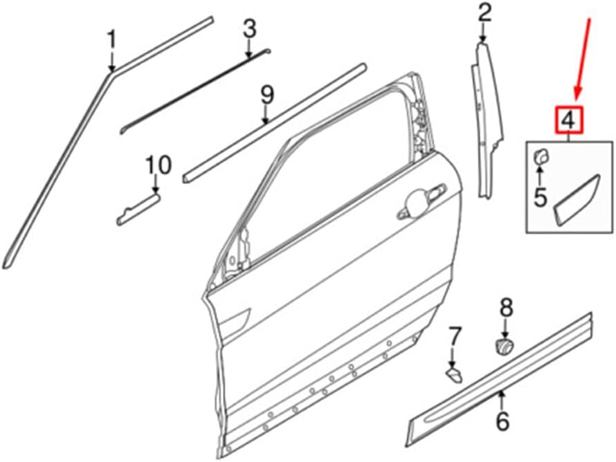 ya 4 8.14 for Land Rover for Range Rover Evoque Glossy Black Front Door Upper Molding Trim