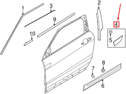 ya 4 8.14 for Land Rover for Range Rover Evoque Glossy Black Front Door Upper Molding Trim