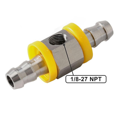 ya 2 8.15 3/8'' Fuel Line Fuel Pressure Gauge Sensor T-Fitting Adapter Stainless Steel