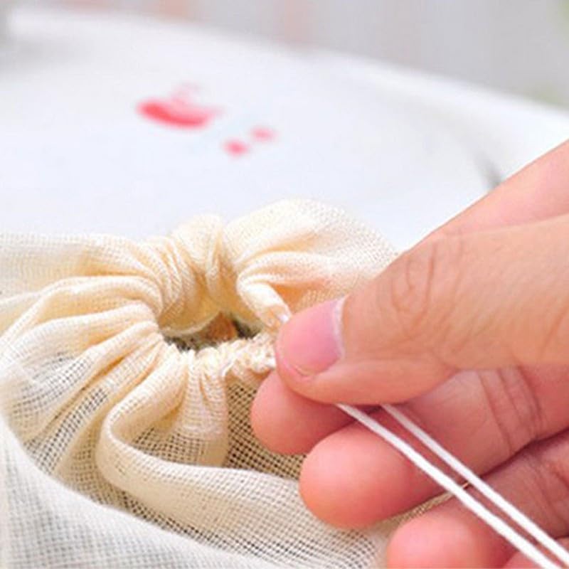 ya 14 9.20 baidi 10xSmall Cotton Drawstring Straining Tea Cooking Separate Spice Filter Bags-1