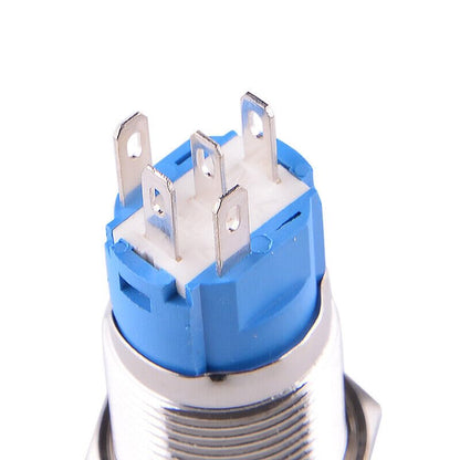 ya 5 8.10 16mm 5-pin 12V ON-Off Push Button Switch Ignition Starter Self-Locking Latching