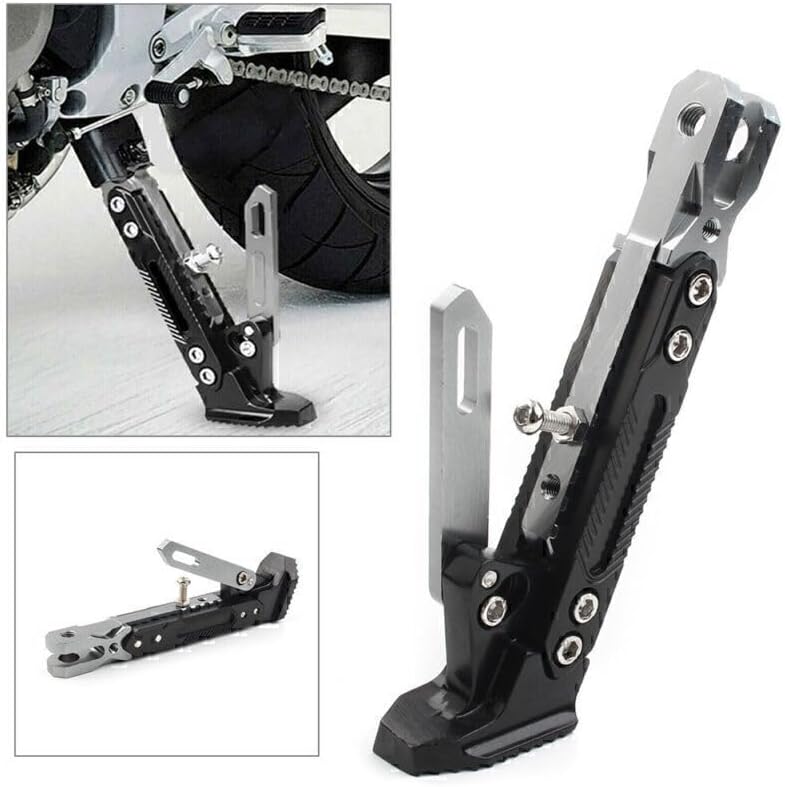 ya 2 8.15 CNC Steel Non-slip Adjustable Motorcycle Foot Side Stand Support Leg Kickstand