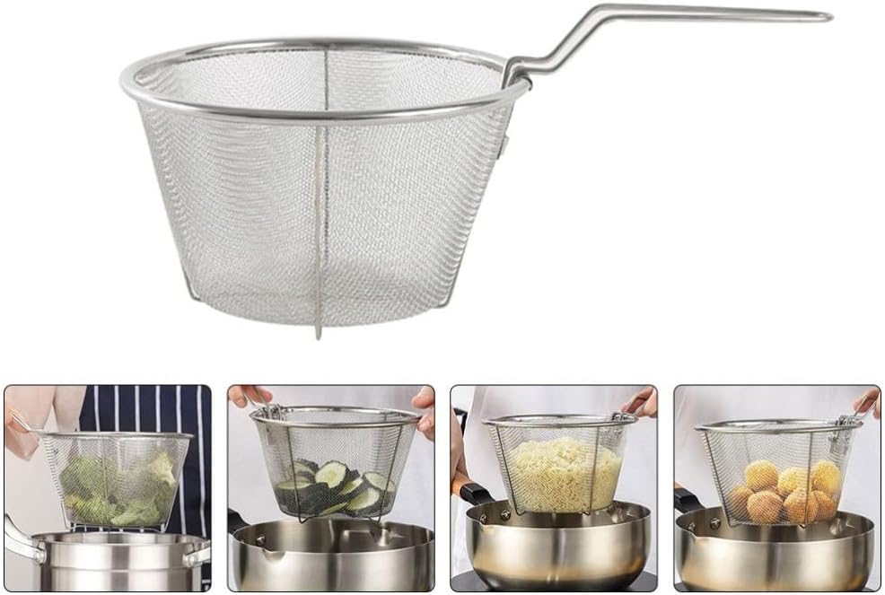 ya 14 9.20 baidi Foldable Slot Dad Small Deep Frying Basket Metal Mesh for Cooking-1