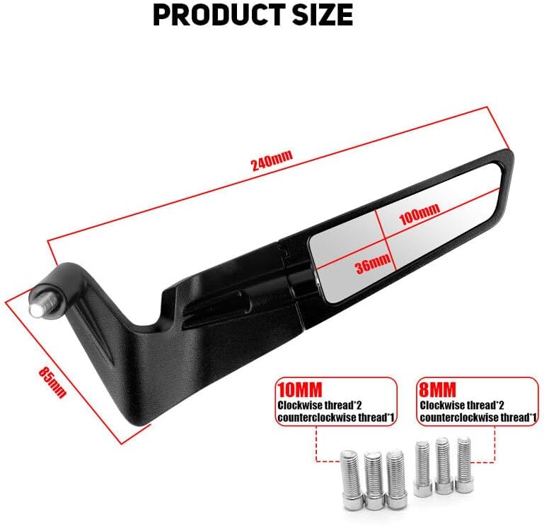 ya 2 8.15 Fixed Wing Rear View Mirrors for Yamaha MT01 MT03 MT07 MT09 MT10 MT15 FZ09 FJ09