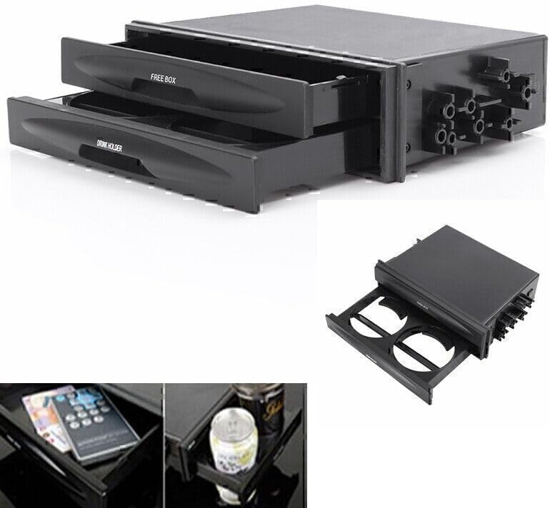 ya 9 10.24 Universal Double Din Radio Pocket Dash Storage Box Cup Drink Mount Holder UK
