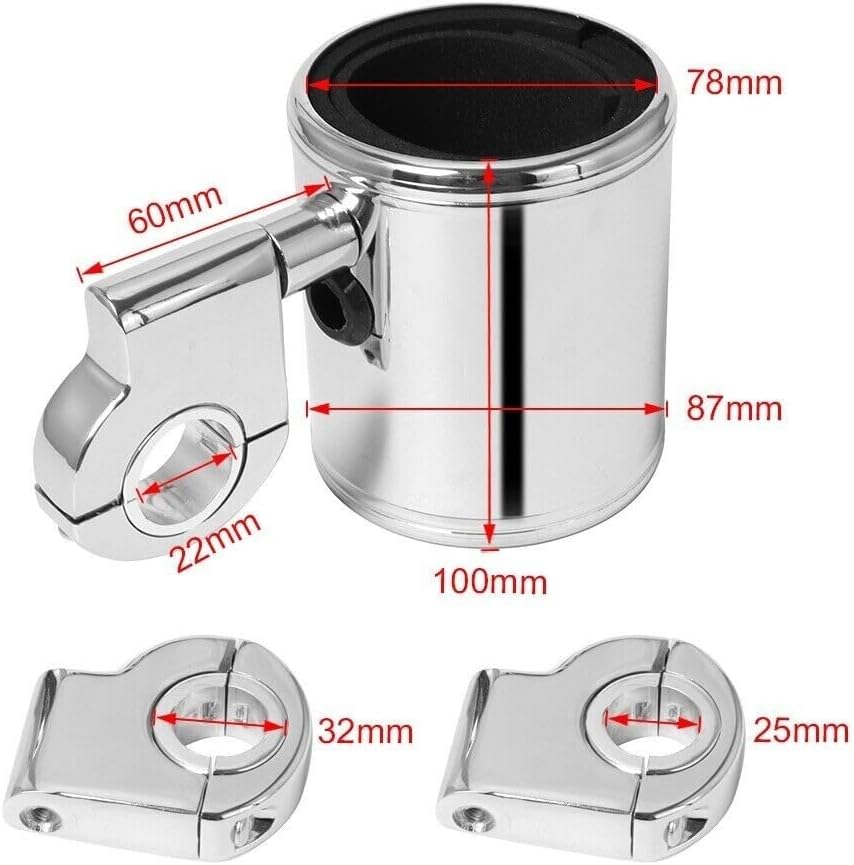 ya 4 8.14 Motorcycle cup holder handlebar beverage bottle holder chrome alloy suitable for Harley Universal