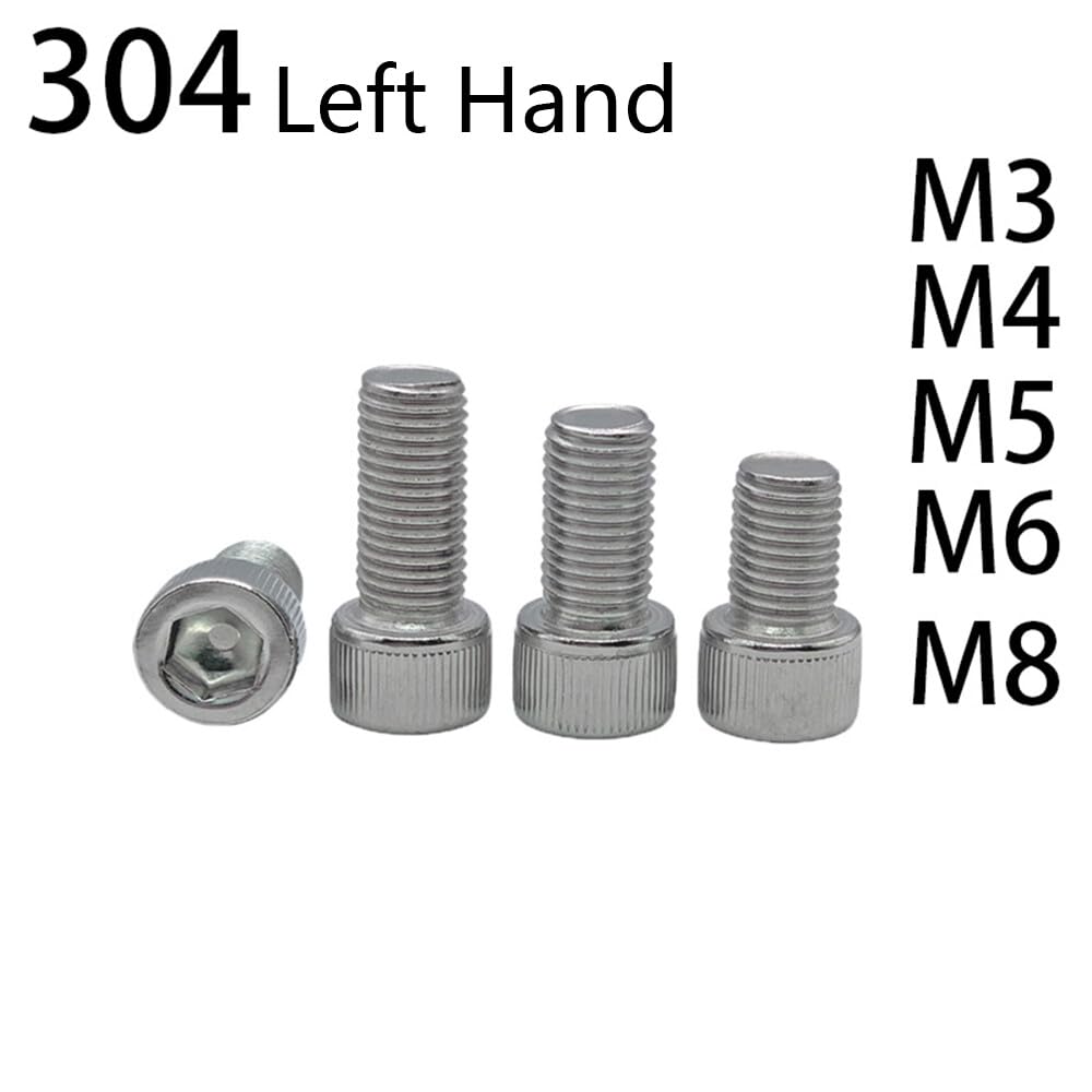 ya 16 10.20 baidi 304 Stainless Steel Hex Socket Bolts Cap Head Screws Left Hand Thread M3-M8