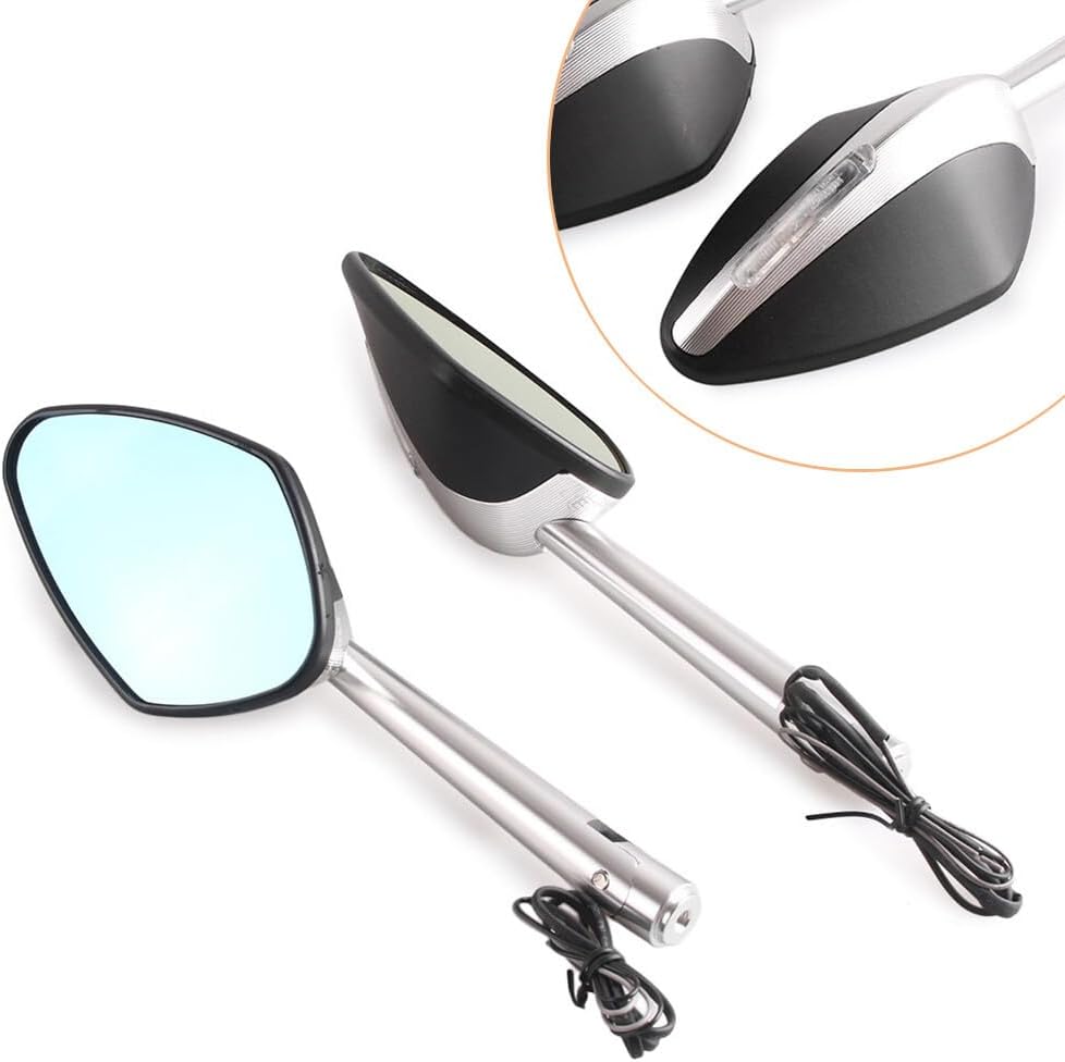 ya 2 8.15 2X Motorcycle Side Rearview Mirror w/Signal for Ducati for Suzuki Aprilia for Kawasaki