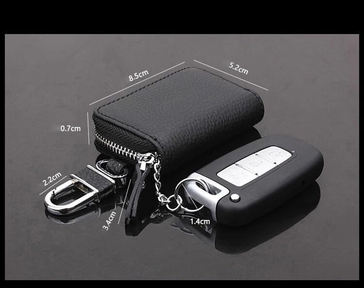 ya 4 8.8.2 1Pc Car Key Holder Cover Key Chain Bag Leather Remote Fob Zipper Case