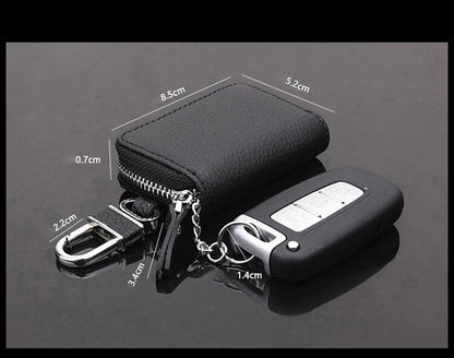 ya 4 8.8.2 1Pc Car Key Holder Cover Key Chain Bag Leather Remote Fob Zipper Case