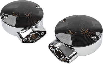 ya 4 8.10 Chrome Turn Signal Housing Smoke Lens Covers For Harley Electra Tour Glide FLTCU