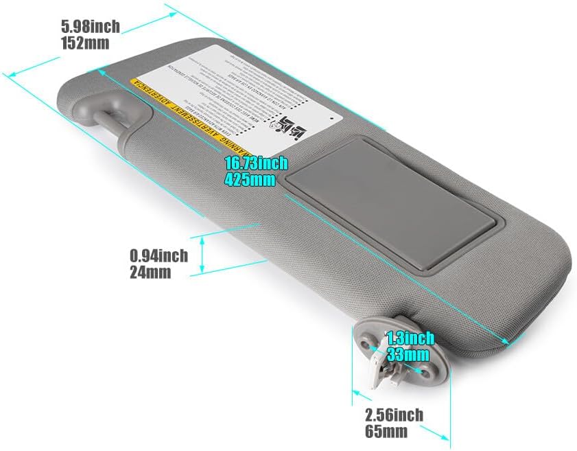 ya 11 9.14 baidiGray Left Driver's Side Sun Visor Suitable for Toyota Highlander 14-19 3.5L 74320-0E074-B0-