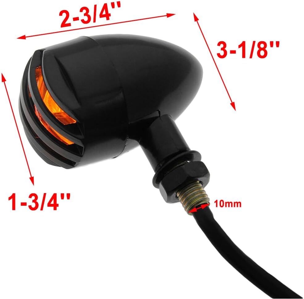 ya 4 8.10 Motorcycle Grill Flashing Indicator Turn Signal Light Amber For Bobber Chopper 