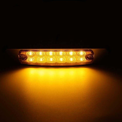 ya 4 8.8 2x 12LED Sealed Side Marker Clearance Light Fish Shape Trailer Lamp Yellow Amber