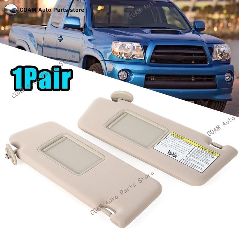 ya 5 8.24 baidi for Toyota Tacoma 2005-14 Interior Sunshade Beige Visor with Mirror