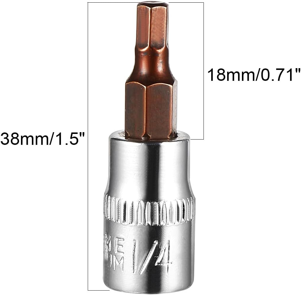 ya 14 9.20 baidi 2pcs 1/4 Drive x H4 4mm Hex Bit Socket S2 Steel Bits CR-V Sockets 1.5 Length-1