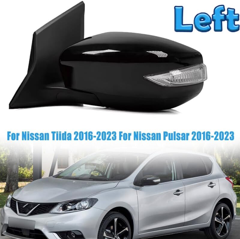 ya 11 9.14 baidiLeft Side Door Rearview Mirror Assembly 5PIN Black for Nissan Pulsar 2016-2023