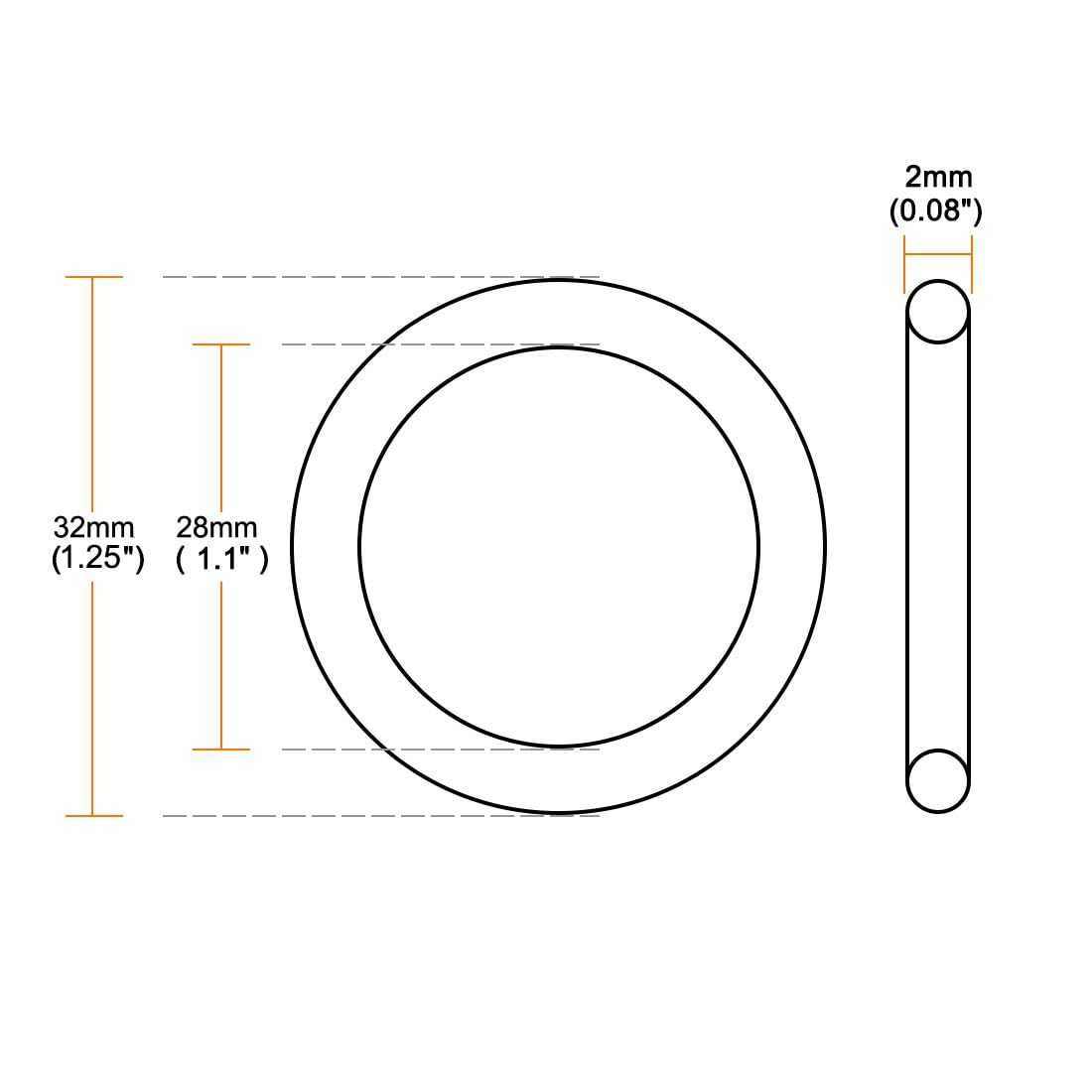 ya 13 9.15 baidi O-Rings Nitrile Rubber 28mmx32mmx2mm Seal Rings Sealing Gasket 50pc
