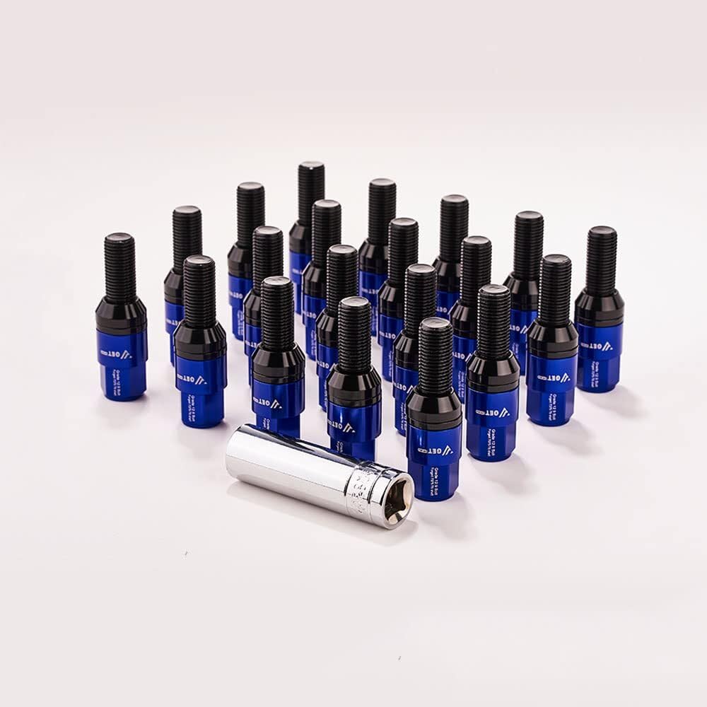 ya 10 9.16 baidi 20 Pieces Blue M14x1.5 Wheel Lug Bolts Ball for SEAT Bolt Set 28mm Shank Suitable for Audi for VW for Mercedes-Benz
