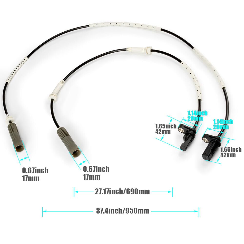 ya 9 10.24 4Pcs ABS Wheel Speed Sensor Front Rear Right Left for 128i 323i 325i 328i E90 US